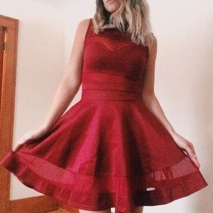 Sweetheart Dress with Mesh Cutout